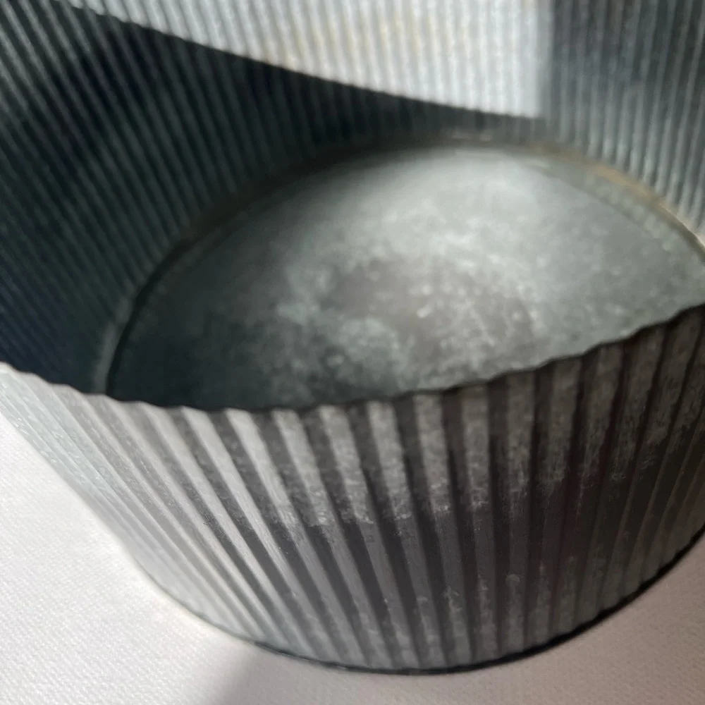 Two Ribbed Metal Round Bowl Containers - Picture 10 of 12